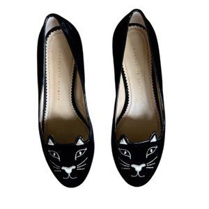 CHARLOTTE OLYMPIA Kitty Velvet Flats